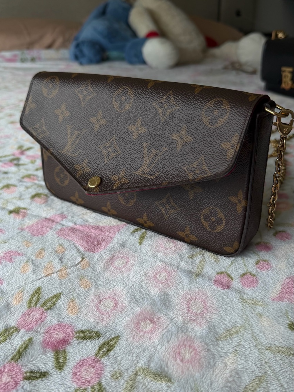Louis Vuitton Brown Monogram Envelope Shoulder Bag with Gold Chain